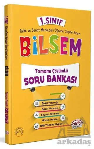 1. Sınıf Bilsem Tamamı Çözümlü Soru Bankası Editör Yayınevi - Editör Yayınevi