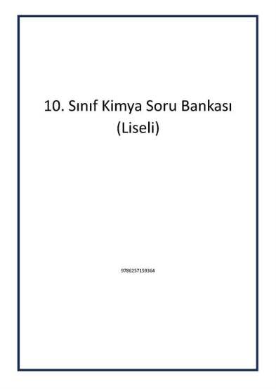 10. Sınıf Kimya Soru Bankası (Liseli) - Pano Yayınları