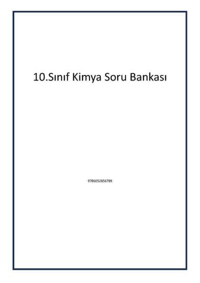 10.Sınıf Kimya Soru Bankası - 1