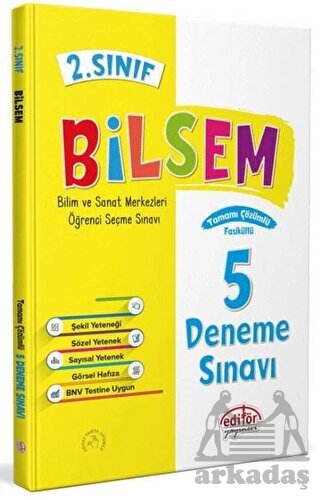 2. Sınıf Bilsem Çözümlü 5 Deneme Sınavı - Editör Yayınevi - Editör Yayınevi