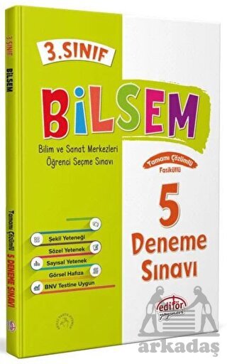 3. Sınıf Bilsem Çözümlü 5 Deneme Sınavı - Editör Yayınevi - Editör Yayınevi