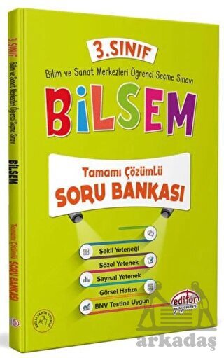 3. Sınıf Bilsem Çözümlü Soru Bankası Editör Yayınevi - Editör Yayınevi