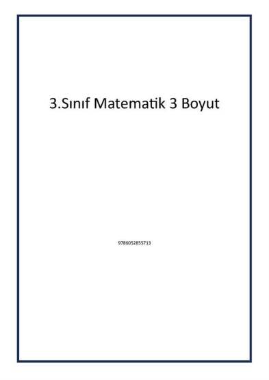 3.Sınıf Matematik 3 Boyut - Tudem Yayınları