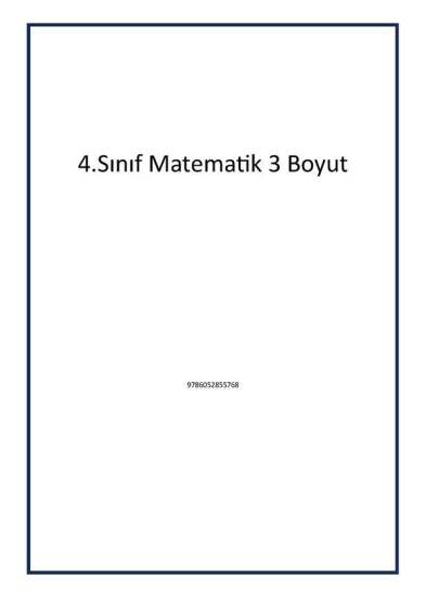 4.Sınıf Matematik 3 Boyut - Tudem Yayınları
