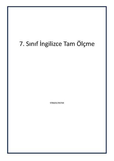 7. Sınıf İngilizce Tam Ölçme - Bilfen Yayıncılık