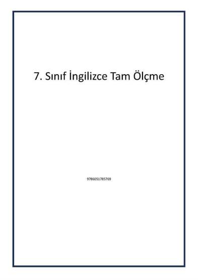 7. Sınıf İngilizce Tam Ölçme - 1