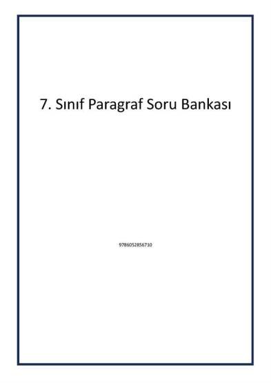 7. Sınıf Paragraf Soru Bankası - 1