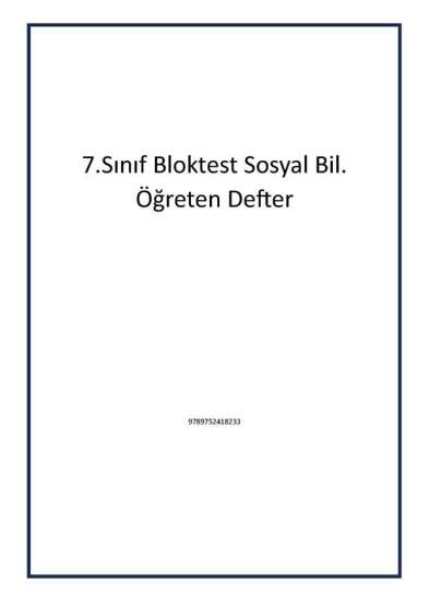 7.Sınıf Bloktest Sosyal Bil. Öğreten Defter - Bloktest Yayınları