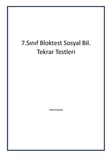 7.Sınıf Bloktest Sosyal Bil. Tekrar Testleri - Bloktest Yayınları