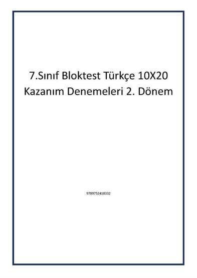 7.Sınıf Bloktest Türkçe 10X20 Kazanım Denemeleri 2. Dönem - Bloktest Yayınları