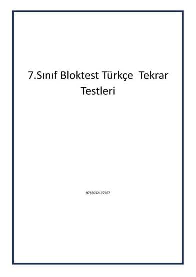 7.Sınıf Bloktest Türkçe Tekrar Testleri - Bloktest Yayınları