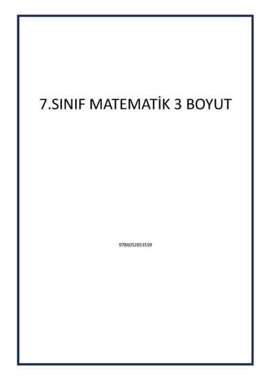 7.SINIF MATEMATİK 3 BOYUT - Tudem Yayınları
