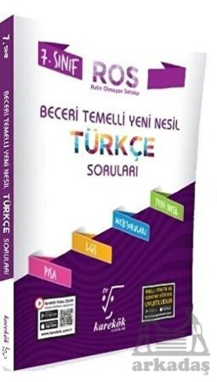 7.Sınıf Yeni Nesil Beceri Temelli Türkçe Soruları (Ros) - Karekök Yayıncılık