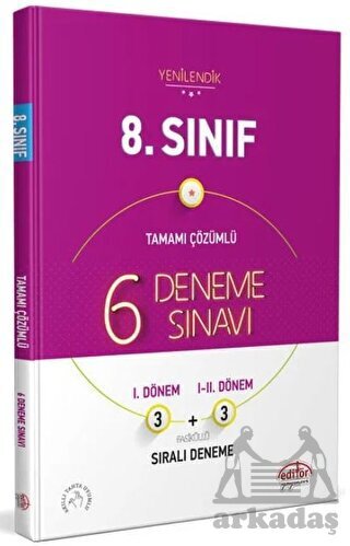 8. Sınıf 6 Deneme Sınavı Tamamı Çözümlü Editör Yayınevi - 1