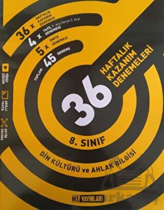 8. Sınıf Din Kültürü Ve Ahlak Bilgisi 36 Haftalık Kazanım Denemeleri - Hız Yayınları