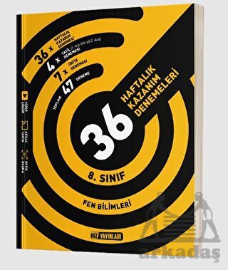 8. Sınıf Fen Bilimleri 36 Haftalık Kazanım Denemeleri - Hız Yayınları