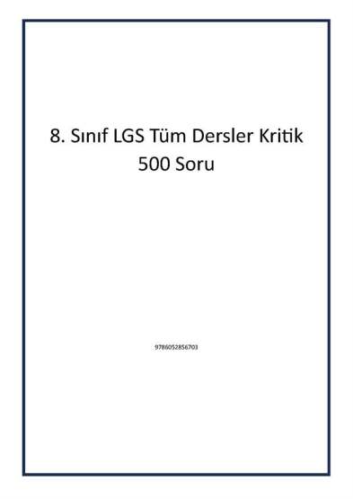 8. Sınıf LGS Tüm Dersler Kritik 500 Soru - Tudem Yayınları