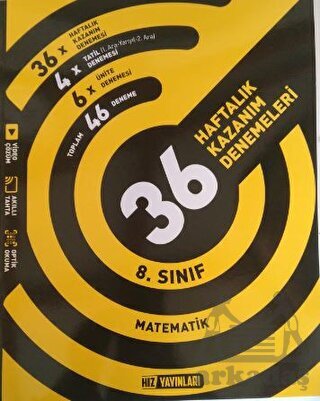 8. Sınıf Matematik 36 Haftalık Kazanım Denemeleri - Hız Yayınları