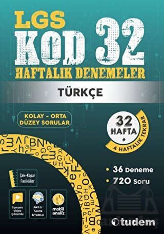 8. Sınıf Türkçe Kod 32 Haftalık Denemeleri - Tudem Yayınları
