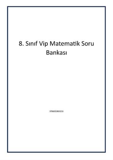 8. Sınıf Vip Matematik Soru Bankası - Editör Yayınevi
