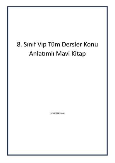 8. Sınıf Vıp Tüm Dersler Konu Anlatımlı Mavi Kitap - Editör Yayınevi