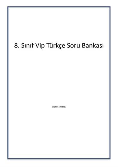 8. Sınıf Vip Türkçe Soru Bankası - Editör Yayınevi
