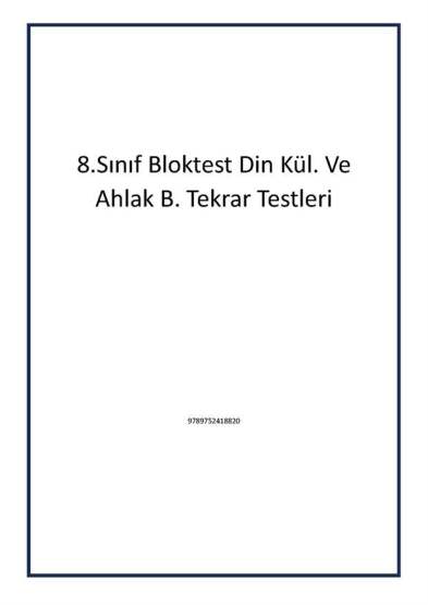 8.Sınıf Bloktest Din Kül. Ve Ahlak B. Tekrar Testleri - Bloktest Yayınları