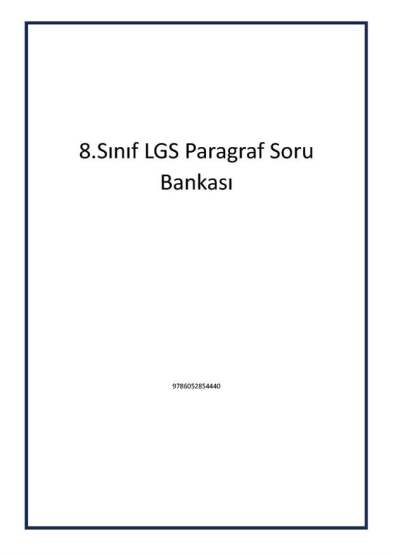8.Sınıf LGS Paragraf Soru Bankası - Tudem Yayınları