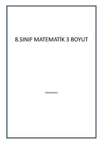 8.SINIF MATEMATİK 3 BOYUT - Tudem Yayınları