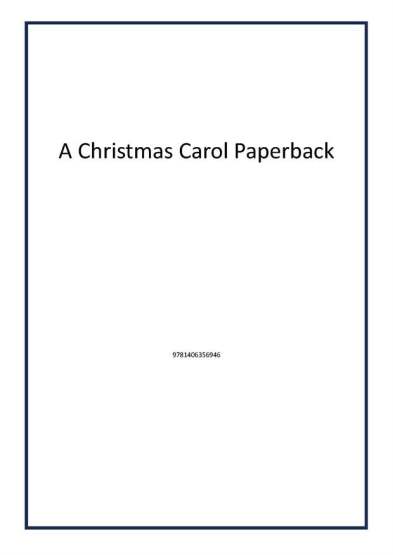 A Christmas Carol Paperback - Publisher