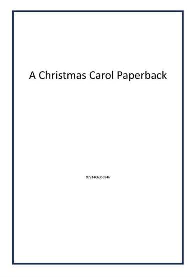 A Christmas Carol Paperback - 1