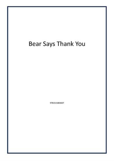 Bear Says Thank You - Publisher