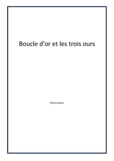 Boucle d'or et les trois ours - 1