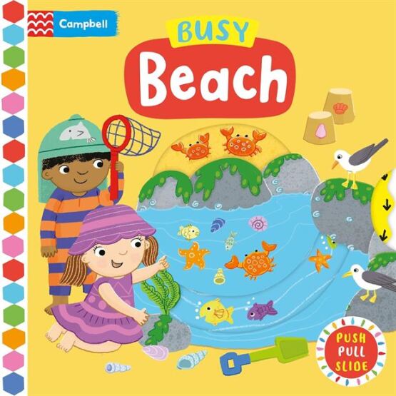 Busy Beach A Push, Pull, Slide Book - Campbell Books
