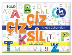 Çiz Çiz Sil Alfabe Çalışmaları - 32 Kart 64 Etkinlik - Kalem Hediyeli - Eolo
