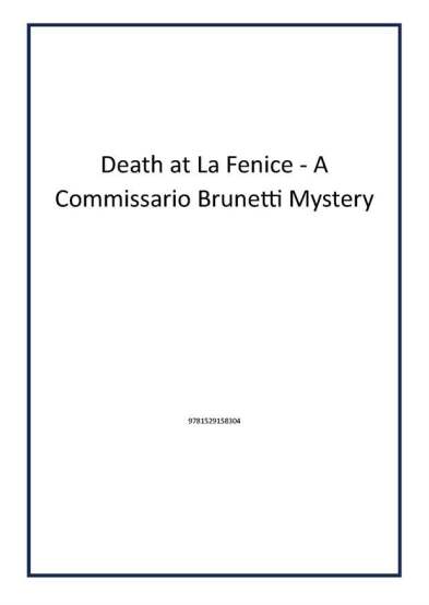 Death at La Fenice - A Commissario Brunetti Mystery - Penguin Books UK