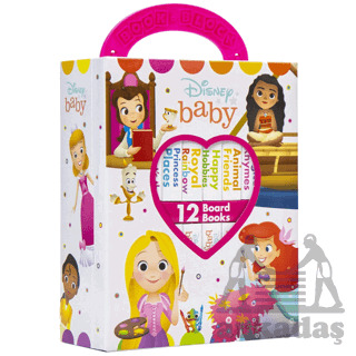 Disney Baby: My First Library Board Book Block 12 Book Set- Princess Cinderella, Belle, Ariel, And More! - PI Kids