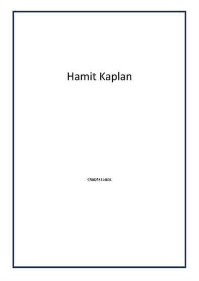 Hamit Kaplan - Eser Sahibinin KEndi Yayını - Fatih Türkoğlu