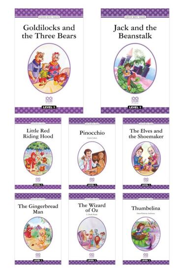 İngilizce Level 1 Seti - Goldilocks And The Three Bears, Jack And The Beanstalk, Little Red Riding Hood, Pinocchio, The Elves and the Shoemaker, The Wizard Of Oz, Thumbelina - 1001 Çiçek Kitaplar