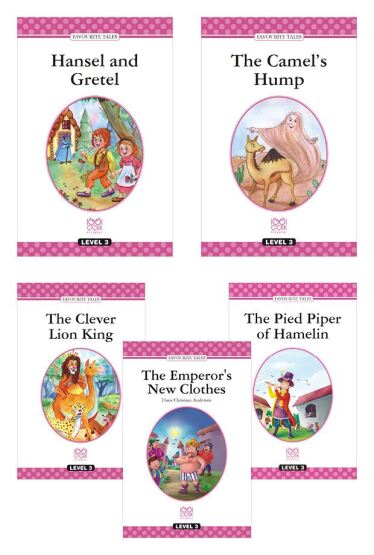 İngilizce Level 3 Seti - Hansel and Gretel, The Camel's Hump, The Clever Lion King, The Emperor's New Cloths, The Pied Piper - 1001 Çiçek Kitaplar