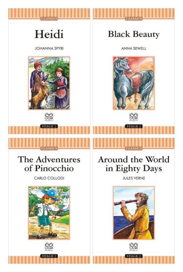 İngilizce Stage 2 Set - Heidi, Black Beauty, The Adventures of Pinocchio, Around the World in 80 Days - 1001 Çiçek Kitaplar