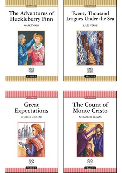 İngilizce Stage 4-5 Seti - The Adventures of Huckleberry Finn, Twenty Thousand Leagues Under The Sea, Great Expectations, The Count of Monte Cristo - 1