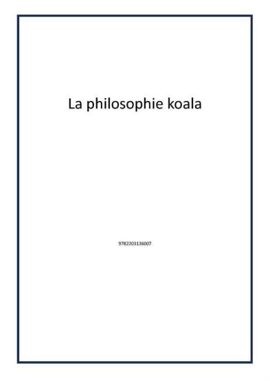 La philosophie koala - 1