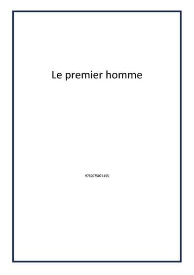 Le premier homme - Publisher