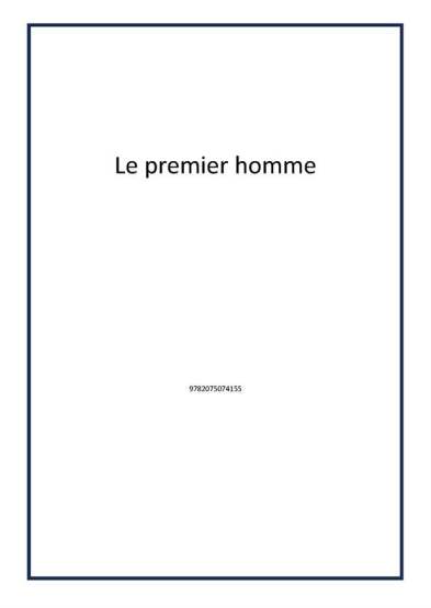 Le premier homme - 1