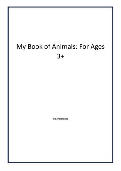 My Book of Animals: For Ages 3+ - Publisher