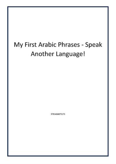 My First Arabic Phrases - Speak Another Language! - Publisher