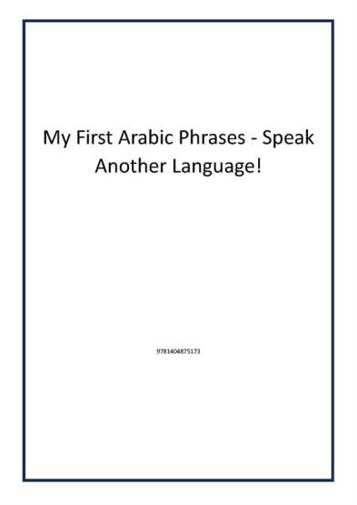 My First Arabic Phrases - Speak Another Language! - 1