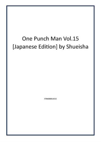 One Punch Man Vol.15 [Japanese Edition] by Shueisha - VIZ Media