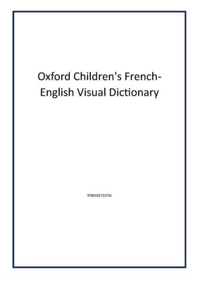 Oxford Children's French-English Visual Dictionary - Publisher